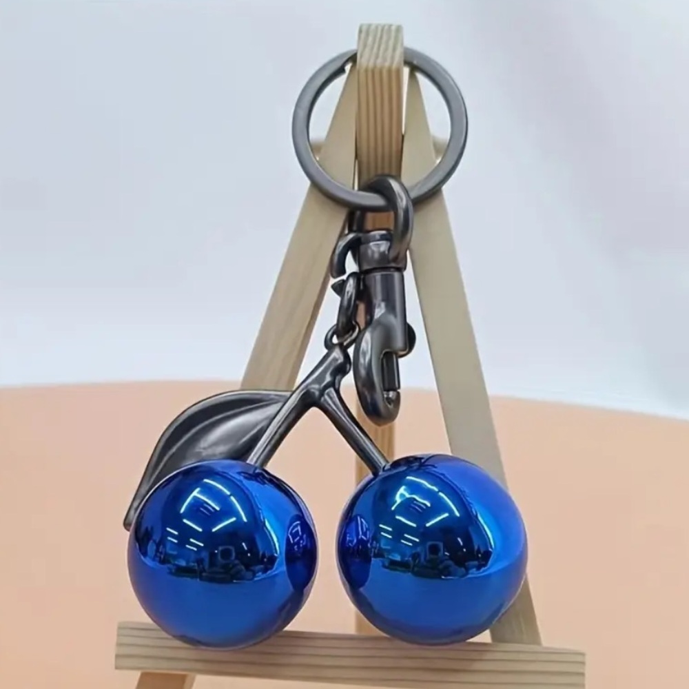 Chic Royal Blue Cherry Charm Keychain Bag Charm Glow in Dark Clip Fruit Large 🍒